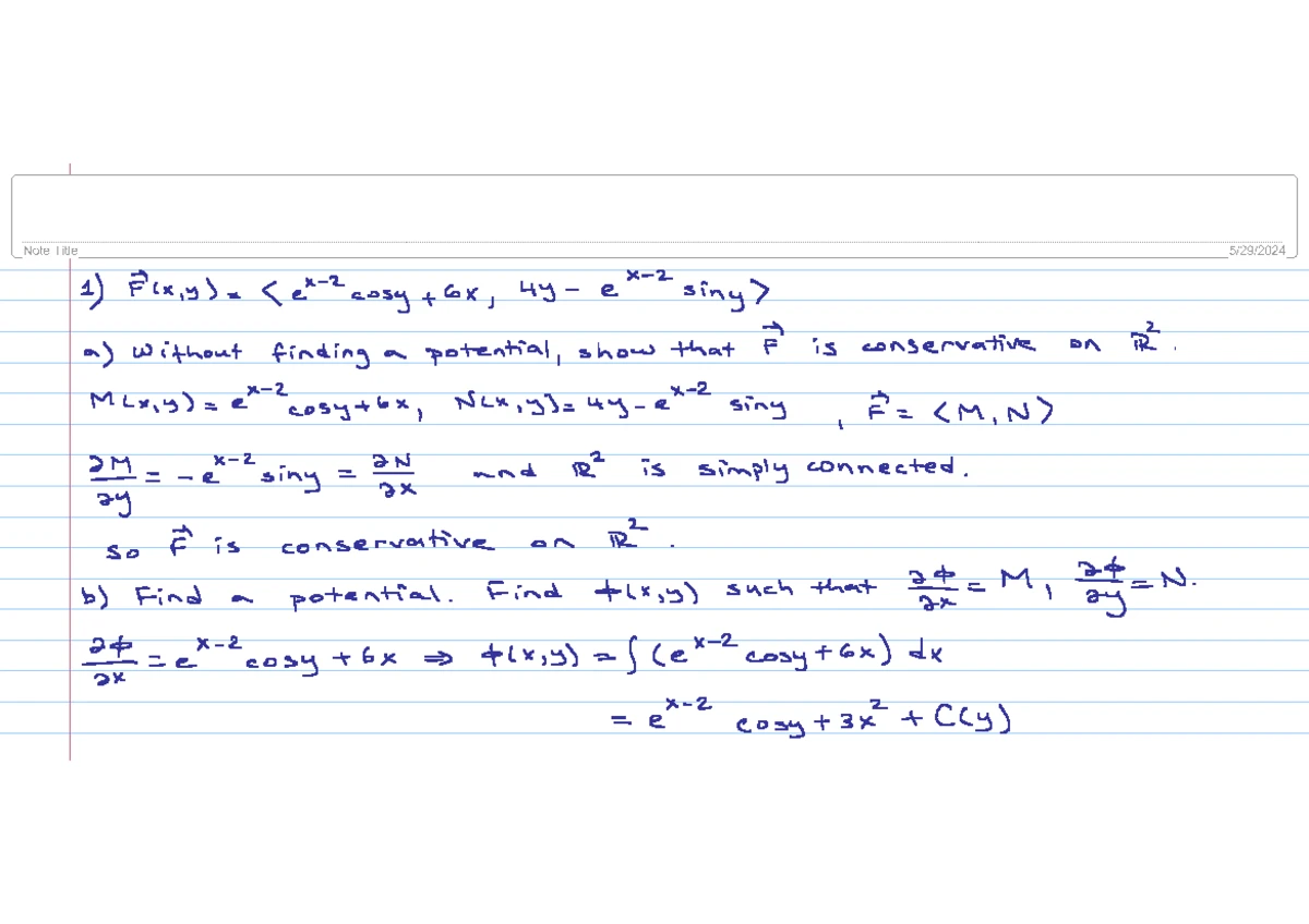 Math 101: Theorems on Conservative Vector Fields and Connected Regions ...