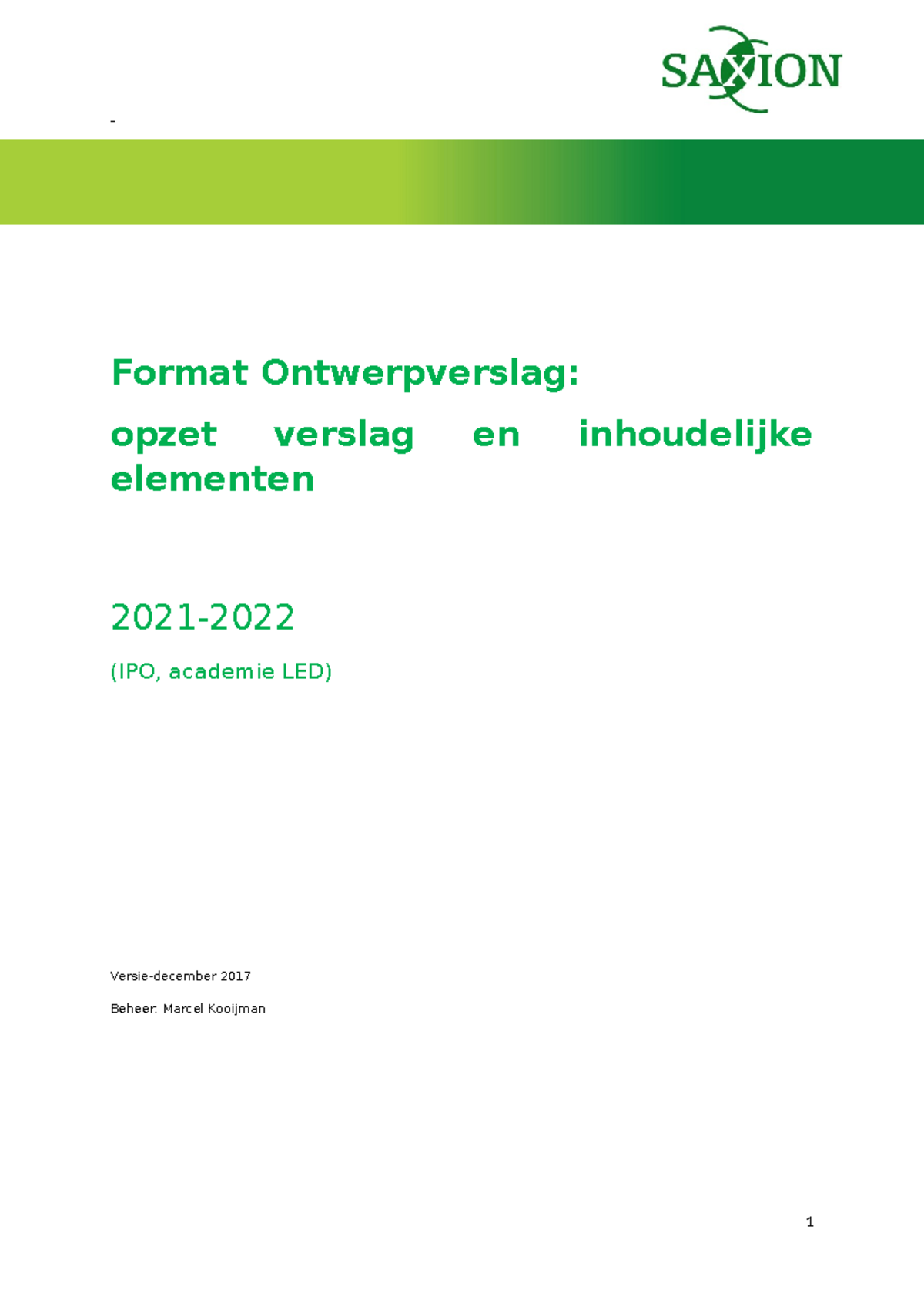 Format Ontwerpverslag IPO 21-22: Structuur en Inhoudelijke Richtlijnen ...