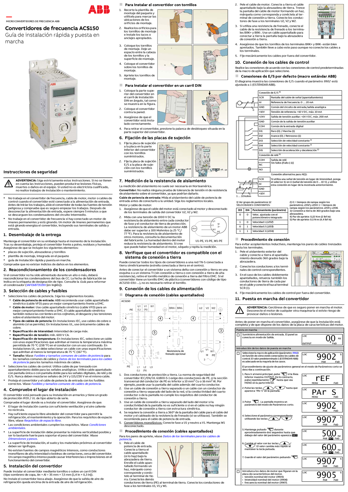 Guía de Instalación Rápida para Convertidores de Frecuencia ABB ACS150 ...