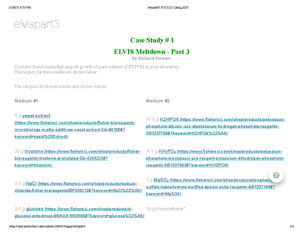 Elvis Case Study Analysis - BSCI223 Spring 2025 - Studocu