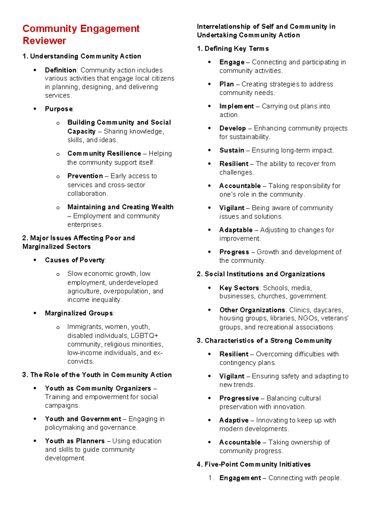 Community Engagement Review: Understanding Action & Impact - Studocu