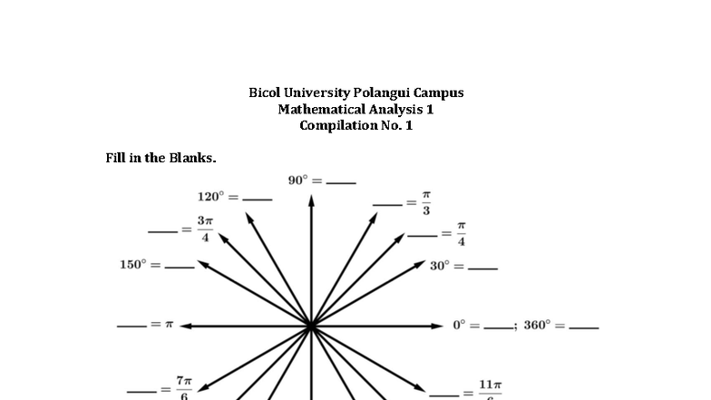 Bicol University Polangui Campus Math Analysis 1 Comp. No. 1 Fill in ...