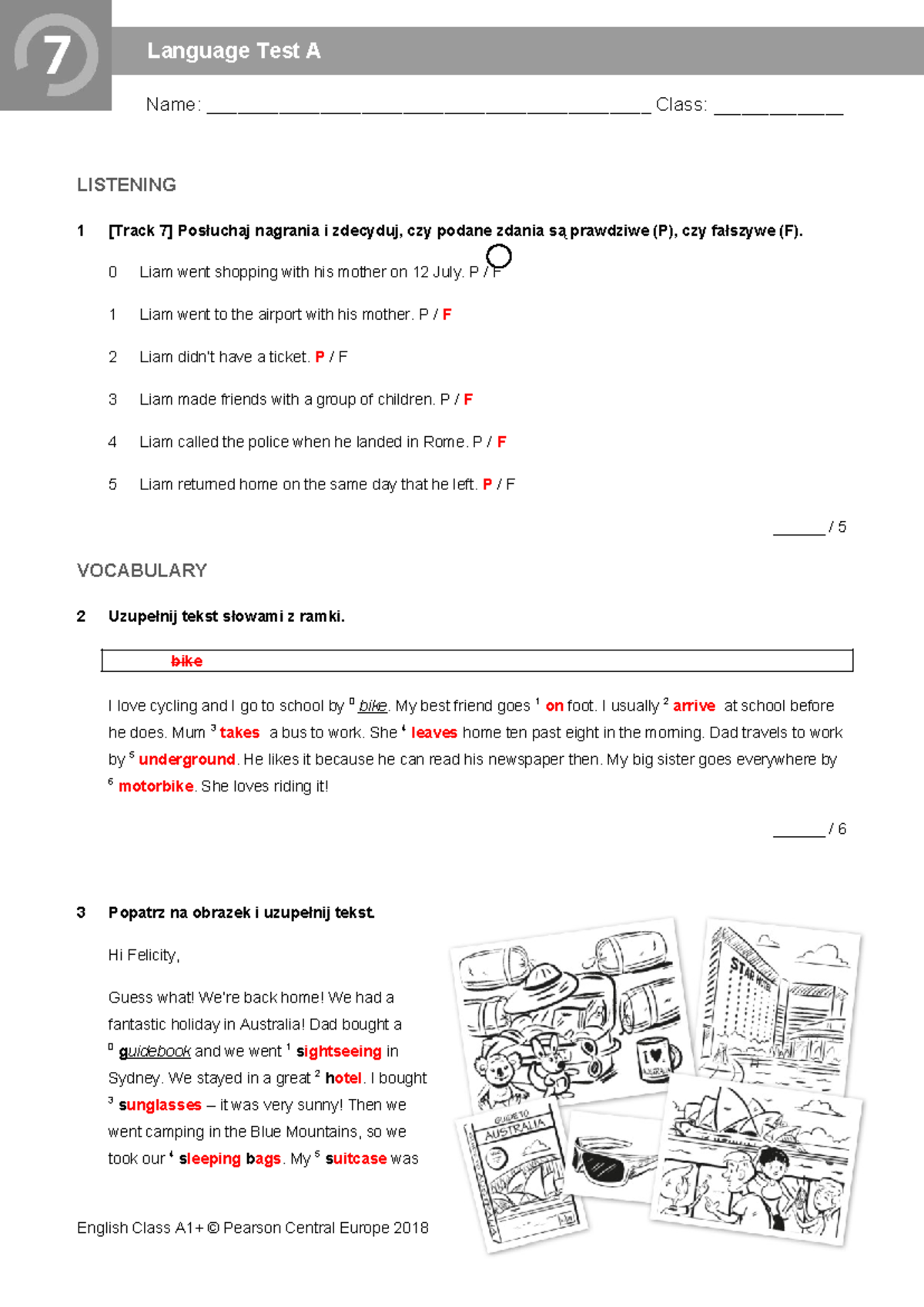 Language Test A: Listening, Vocabulary, Speaking & Writing Exercises ...