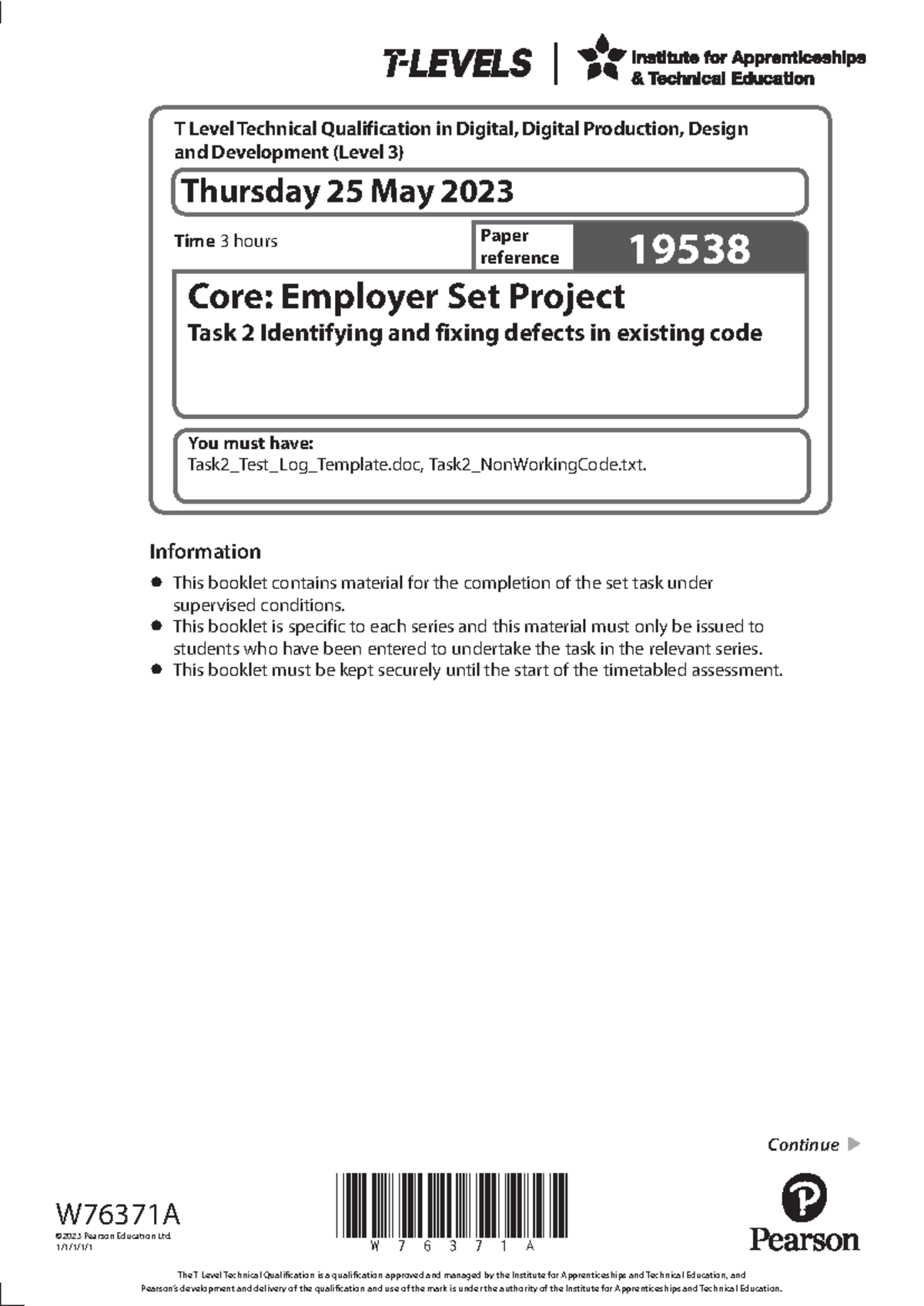 T Level Core Digital ESP 19538 Task 2: Debugging Python Code (Jun-2023 ...