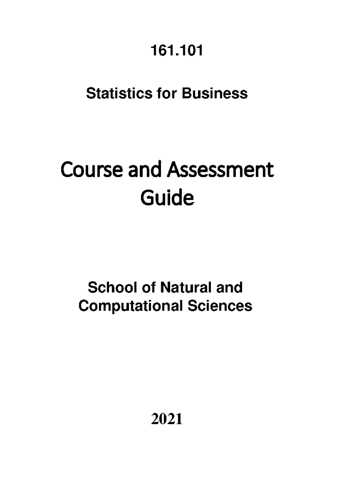 Statistics for Business (SS): Course Info and Assessment Guide - Studocu