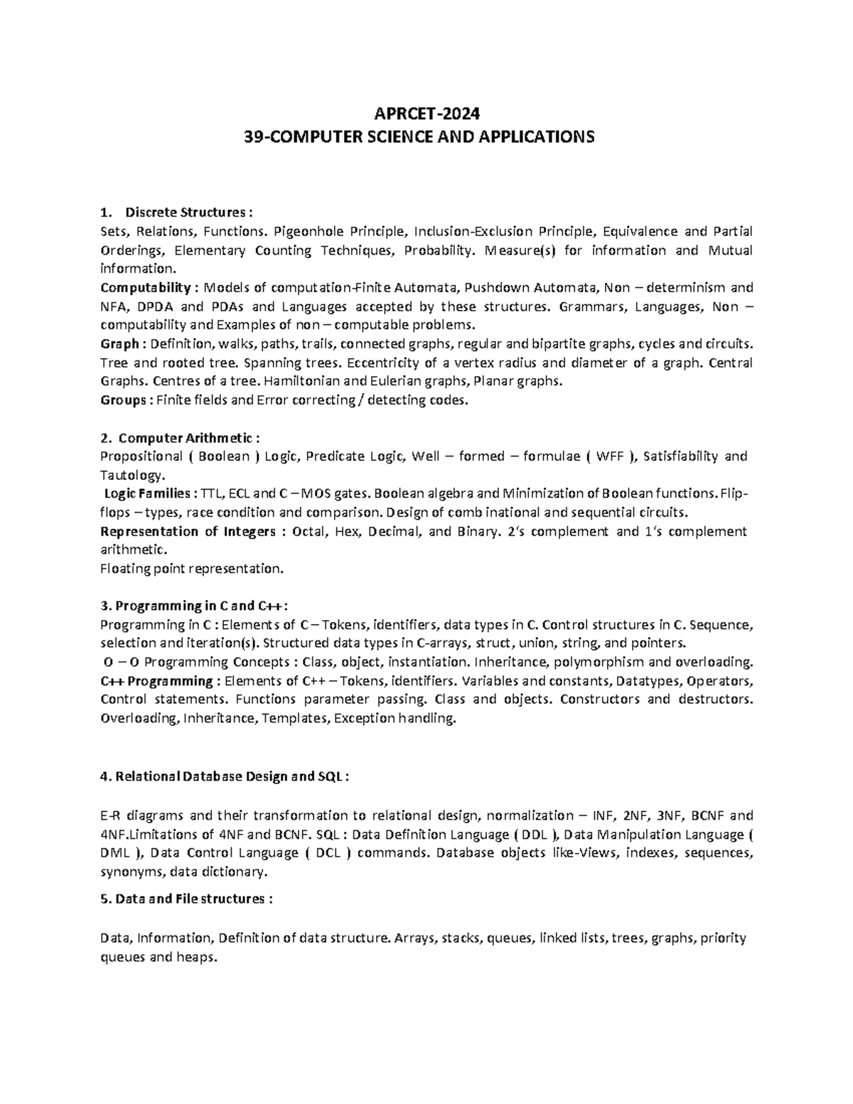 RCET2024-25 Final Exam: Computer Science & Applications Overview - Studocu