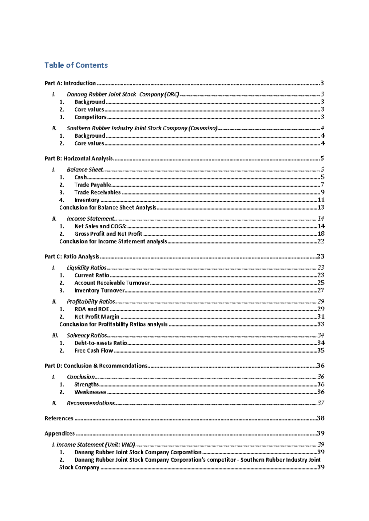 PA Report - Group 6: Financial Analysis of DRC and Competitors - Studocu