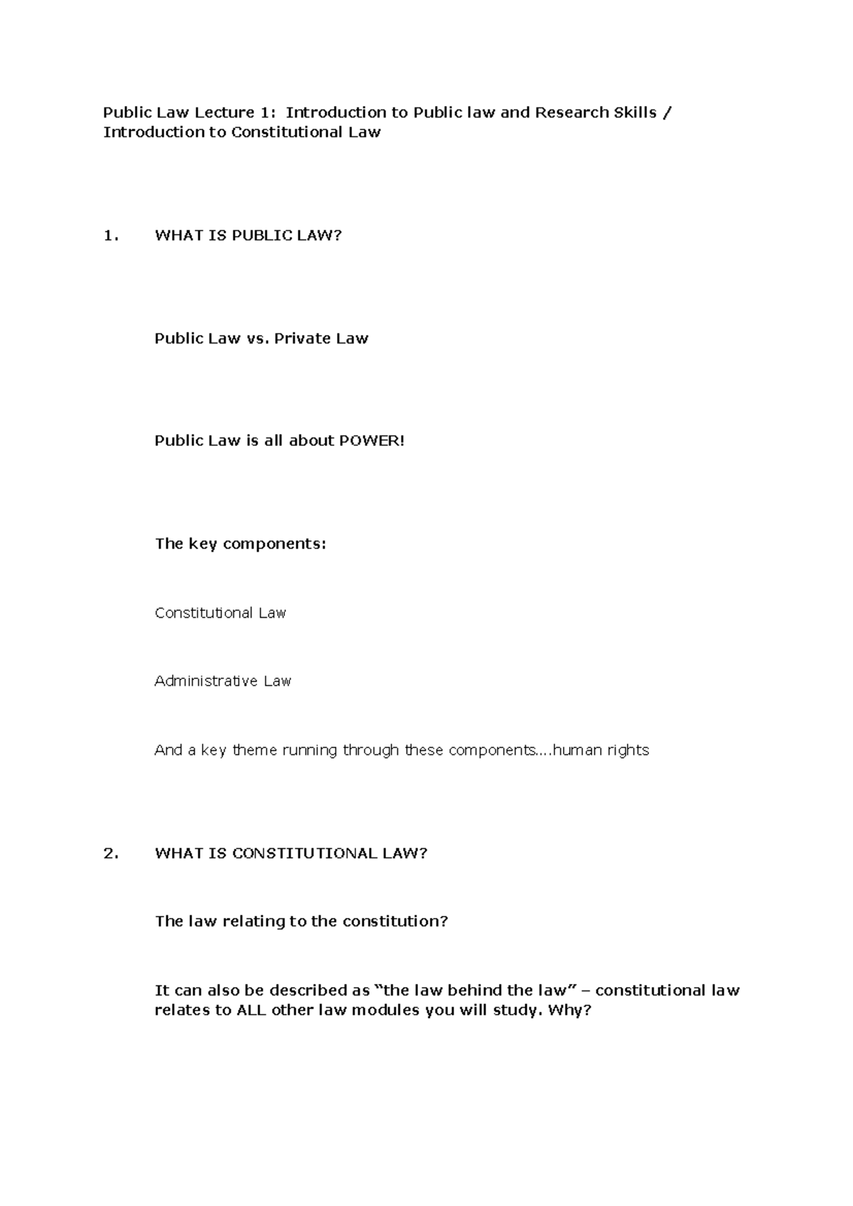 Public Law Lecture 1 Introduction to Constitutional Law 2024 - Public ...