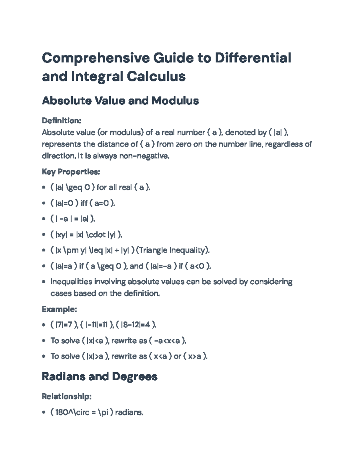 Comprehensive Guide to Diff & Integral Calculus: Key Concepts & Methods ...