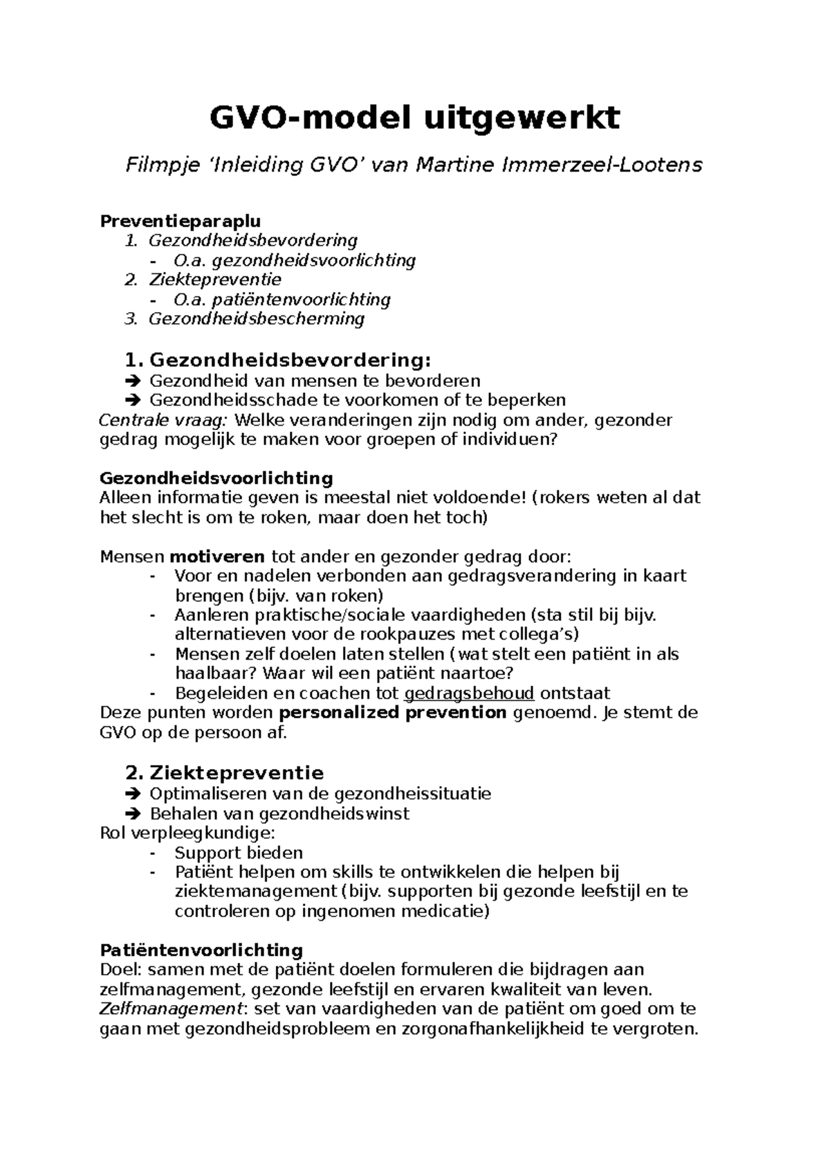 GVO-model: Gezondheidsbevordering, Ziektepreventie & Bescherming Guide ...