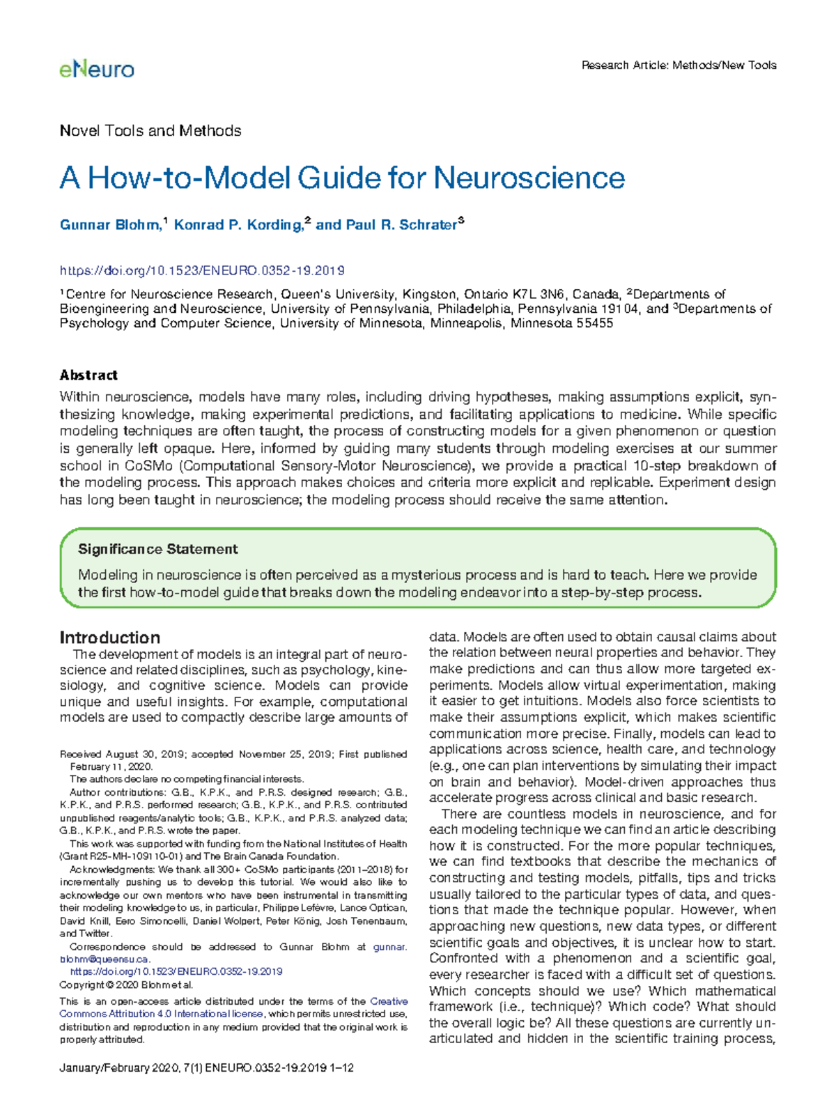 A How-to-Model Guide for Neuroscience: Tools and Techniques - Studocu