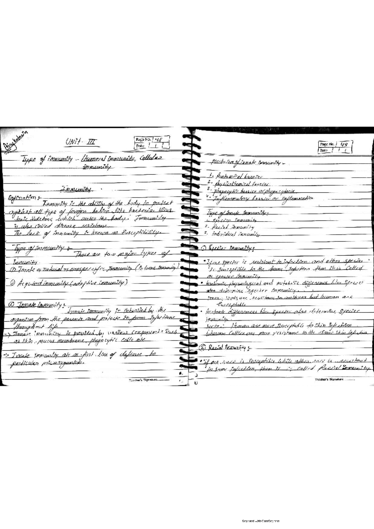 Biotech Unit 3: Immunity Types and Mechanisms Notes - Studocu
