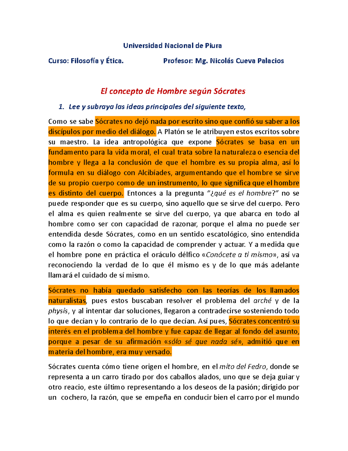 El concepto del hombre en la filosofía de Sócrates y Platón - FILO101 ...
