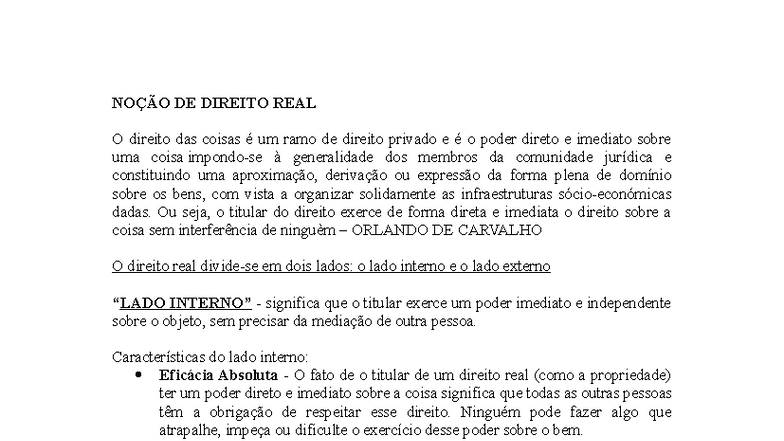 NOÇÃO DE DIREITO REAL: Fundamentos e Princípios do Direito das Coisas ...