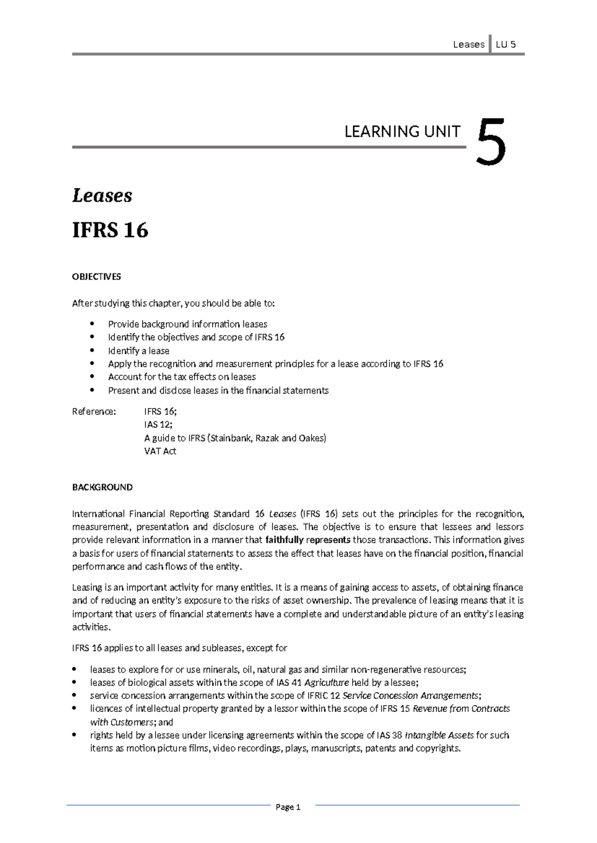 LU 5 - Comprehensive Notes on IFRS 16 Leases and Their Applications ...