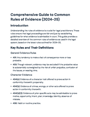 Common Rules of Evidence Overview for Law Students (2024-25 ...