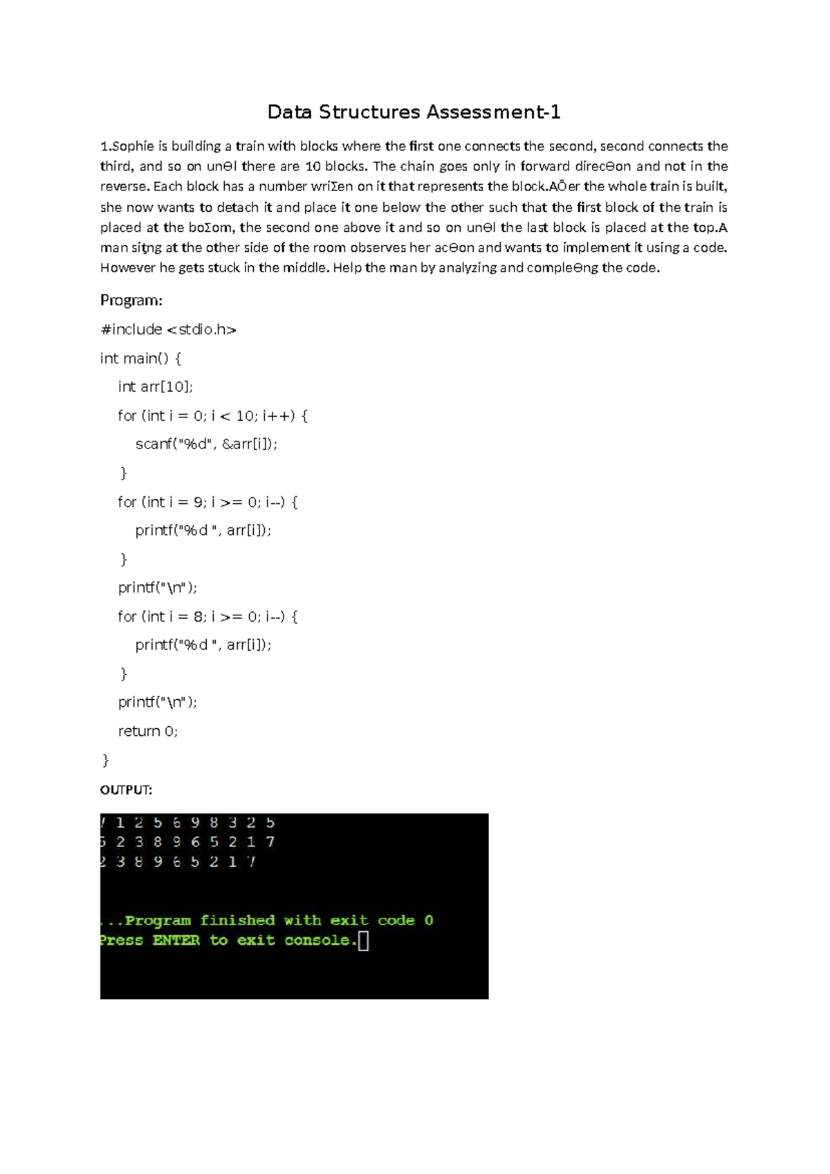 Data Structures 1: Assessment on Block Train and Safari Car Simulation ...
