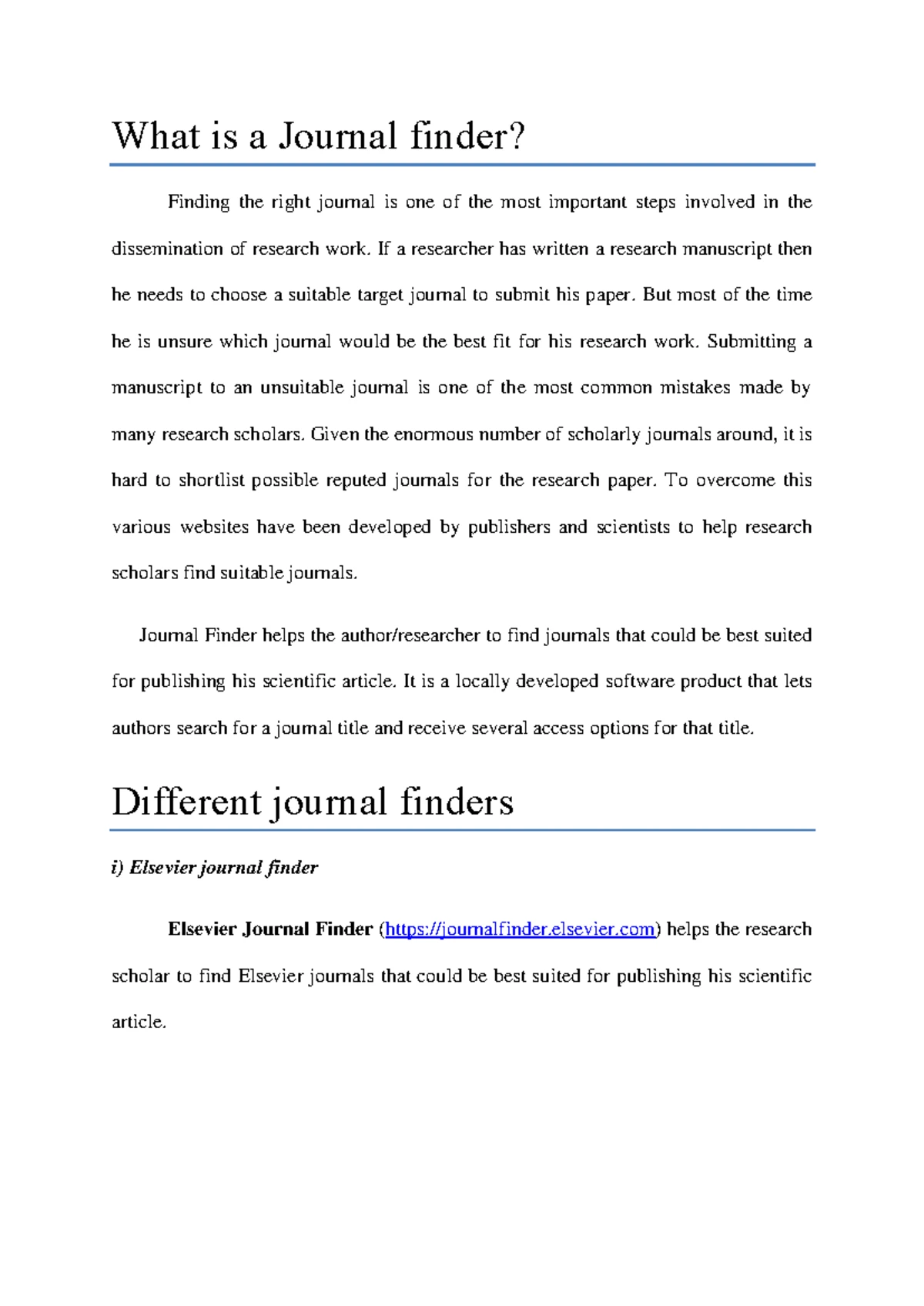 Journal finder - Notes - What is a Journal finder? Finding the right ...