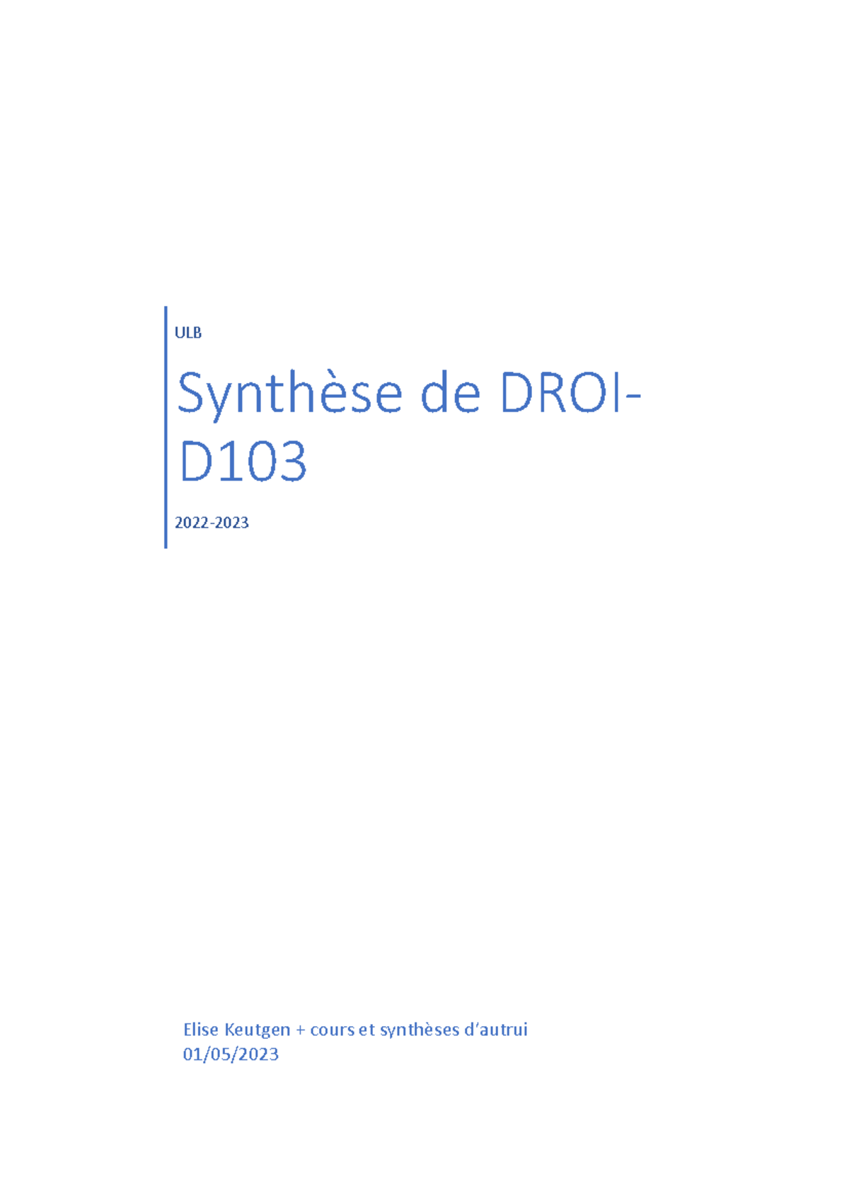 Synth Se Droit Propre Ulb Synth Se De Droi D Elise Keutgen Cours Et