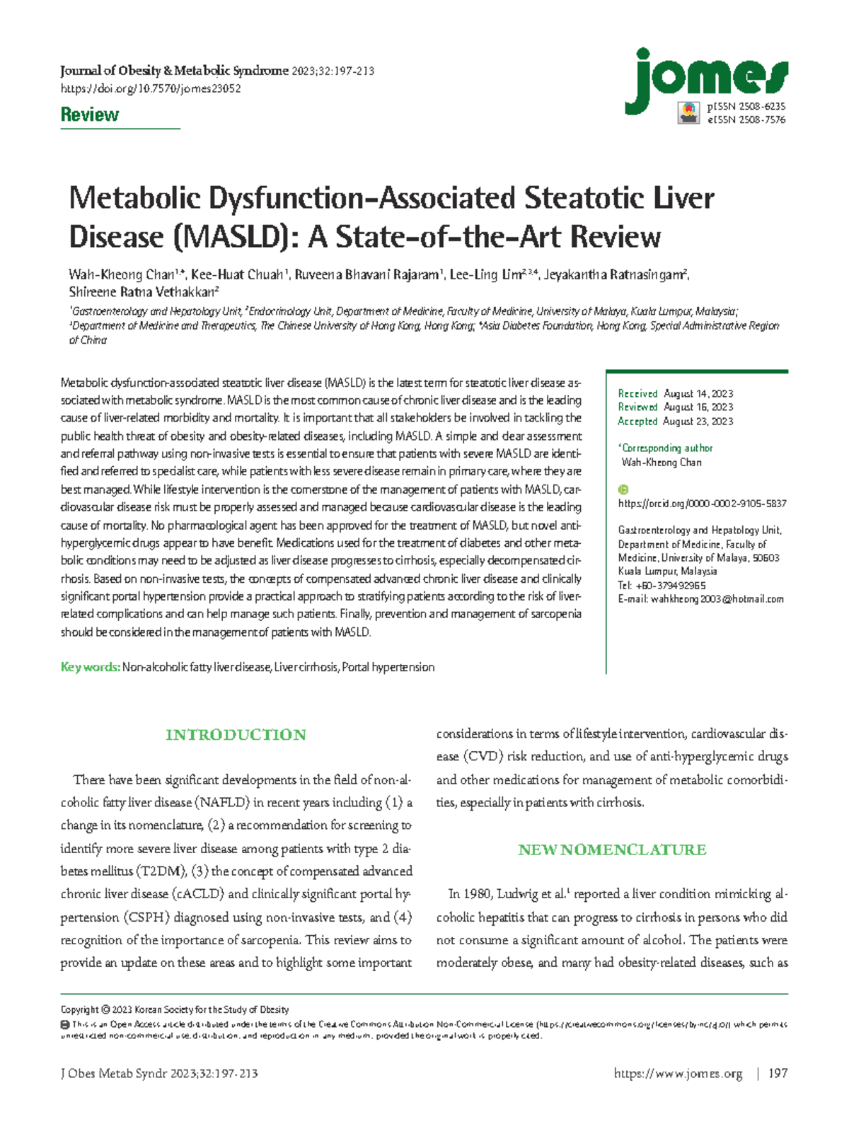 Metabolic Steatotic Liver Disease (MASLD): A Comprehensive Review - Studocu