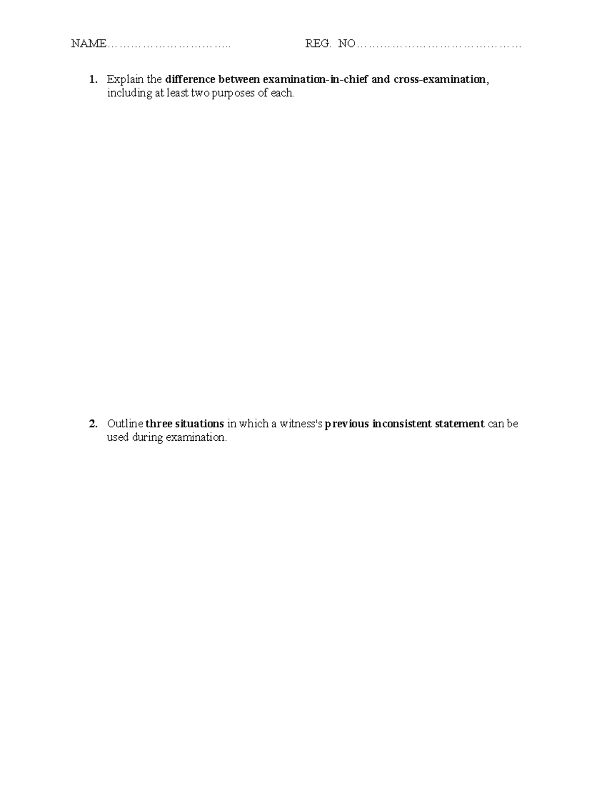 Moot Court Test: Differences & Uses of Inconsistent Statements - Studocu