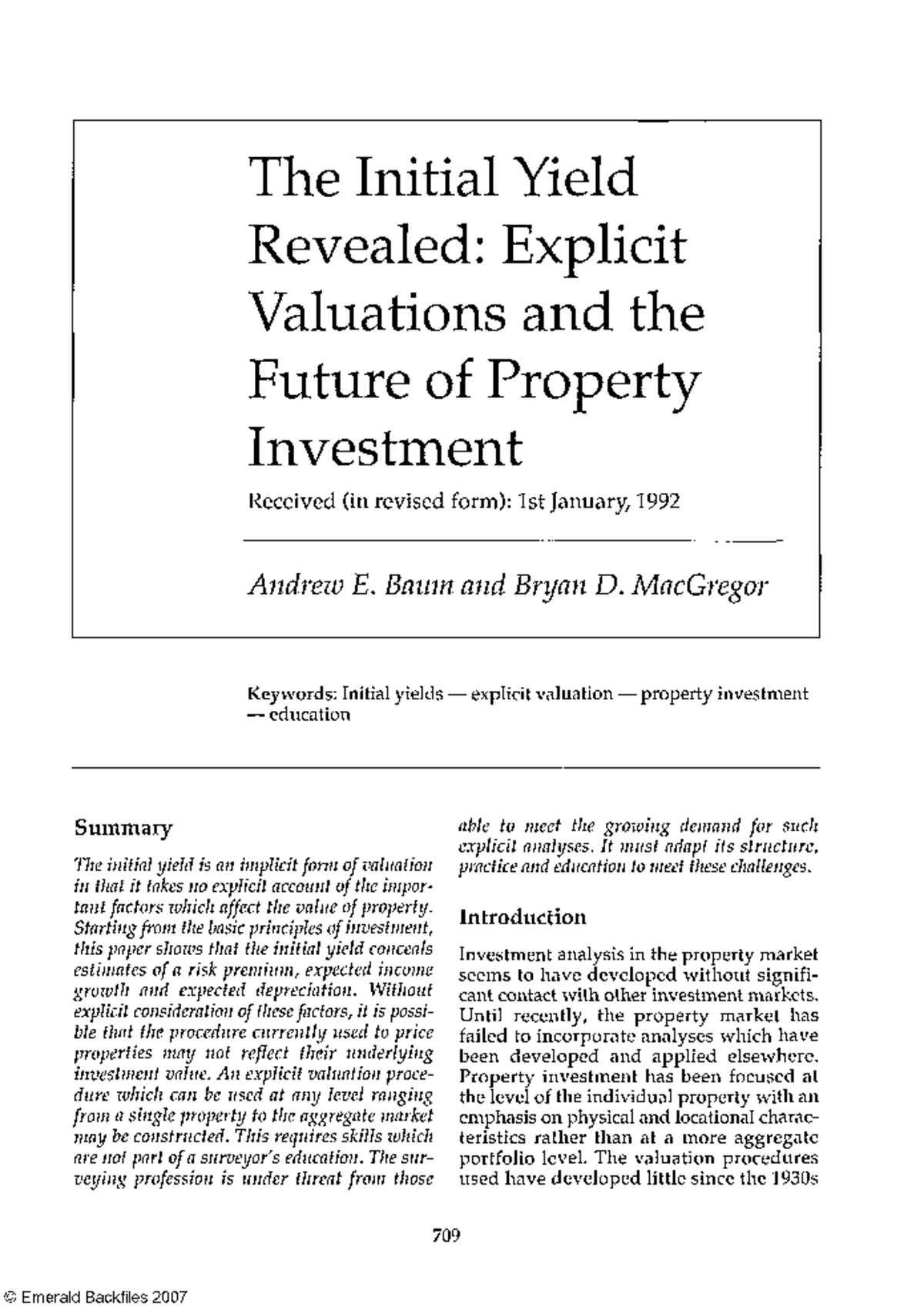 Revealing Initial Yields: A Critical Analysis of Property Valuation ...
