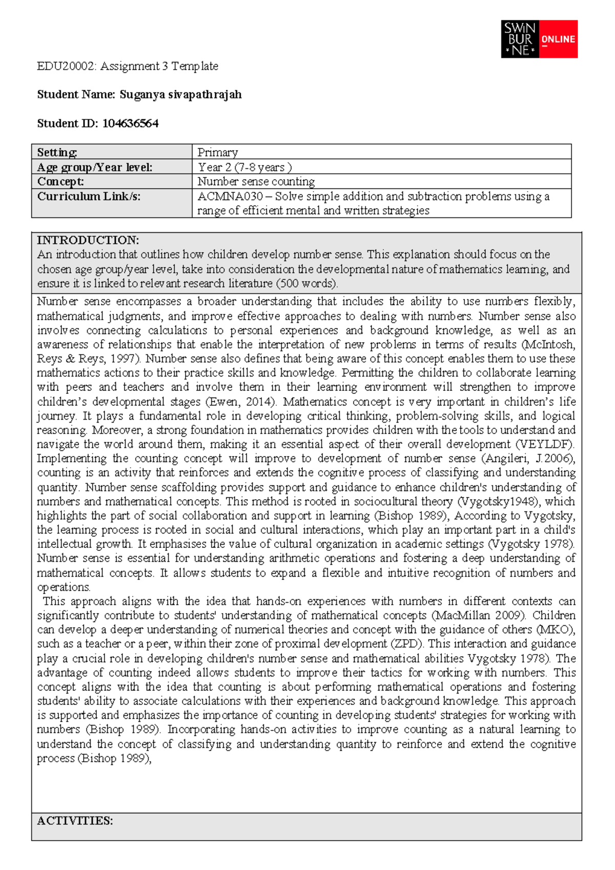EDU2000 2 Assignment 3 Template-1-2 - EDU20002: Assignment 3 Template ...