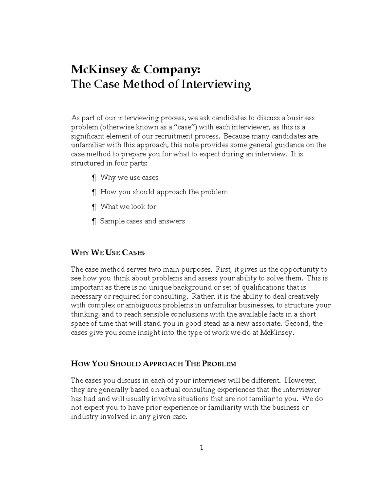 The Case Method of Interviewing - McKinsey & Company: The Case Method ...
