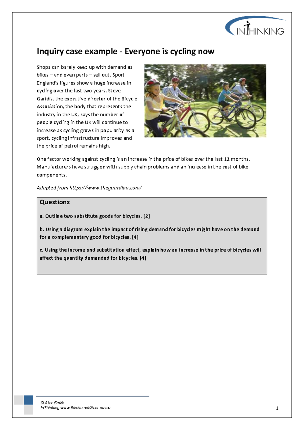 ECON101: Questions on Cycling and Market Dynamics Analysis - Studocu