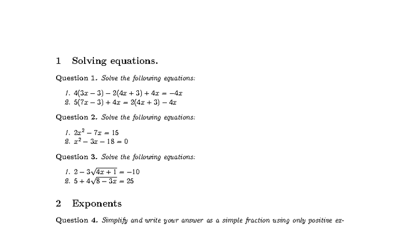 Algebra 1 Final Exam Prep: Solving Equations & Exponents - Studocu