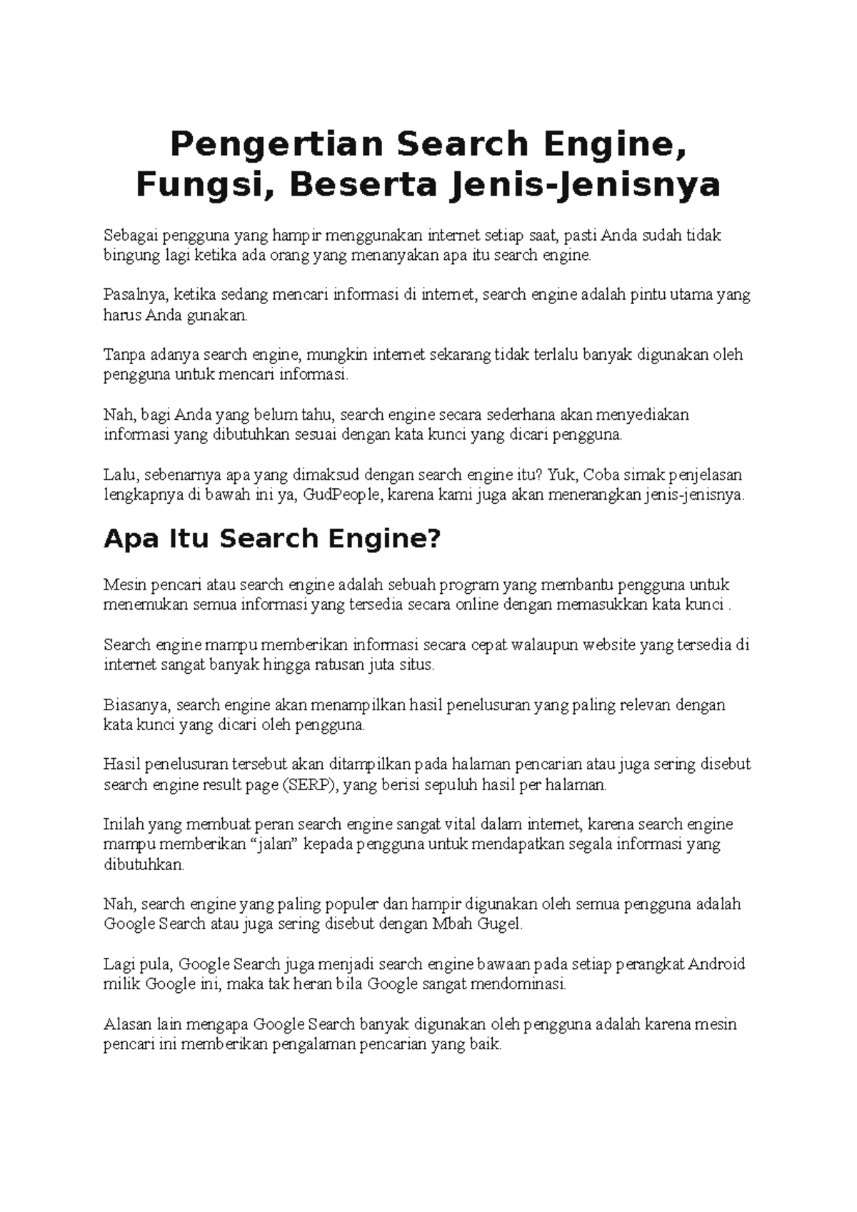 Pengertian dan Fungsi Search Engine: Panduan Lengkap dan Jenisnya - Studocu