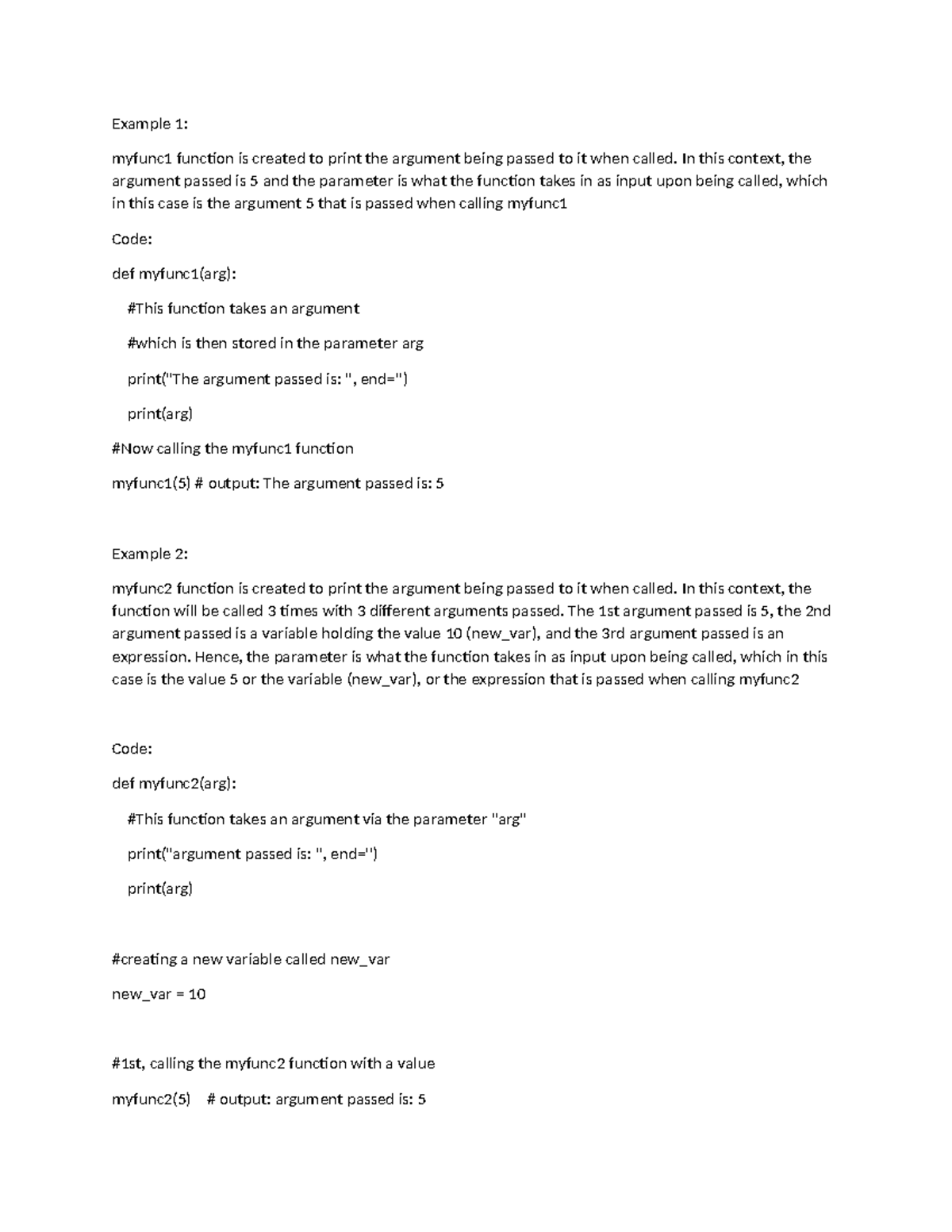 Unit 2 - Discussion Assignment - Example 1: myfunc1 function is created ...