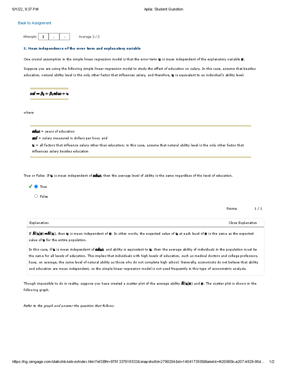 Mindtap Assignment - Econometrics Chapters 1-7 Analysis - Studocu