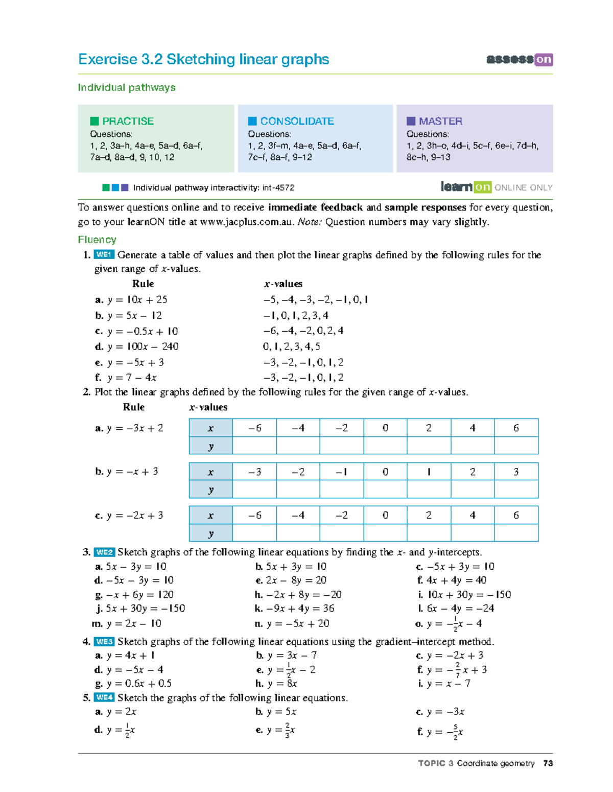 Linear Graphs Practice: Exercise 3.2 - Individual Pathways - Studocu