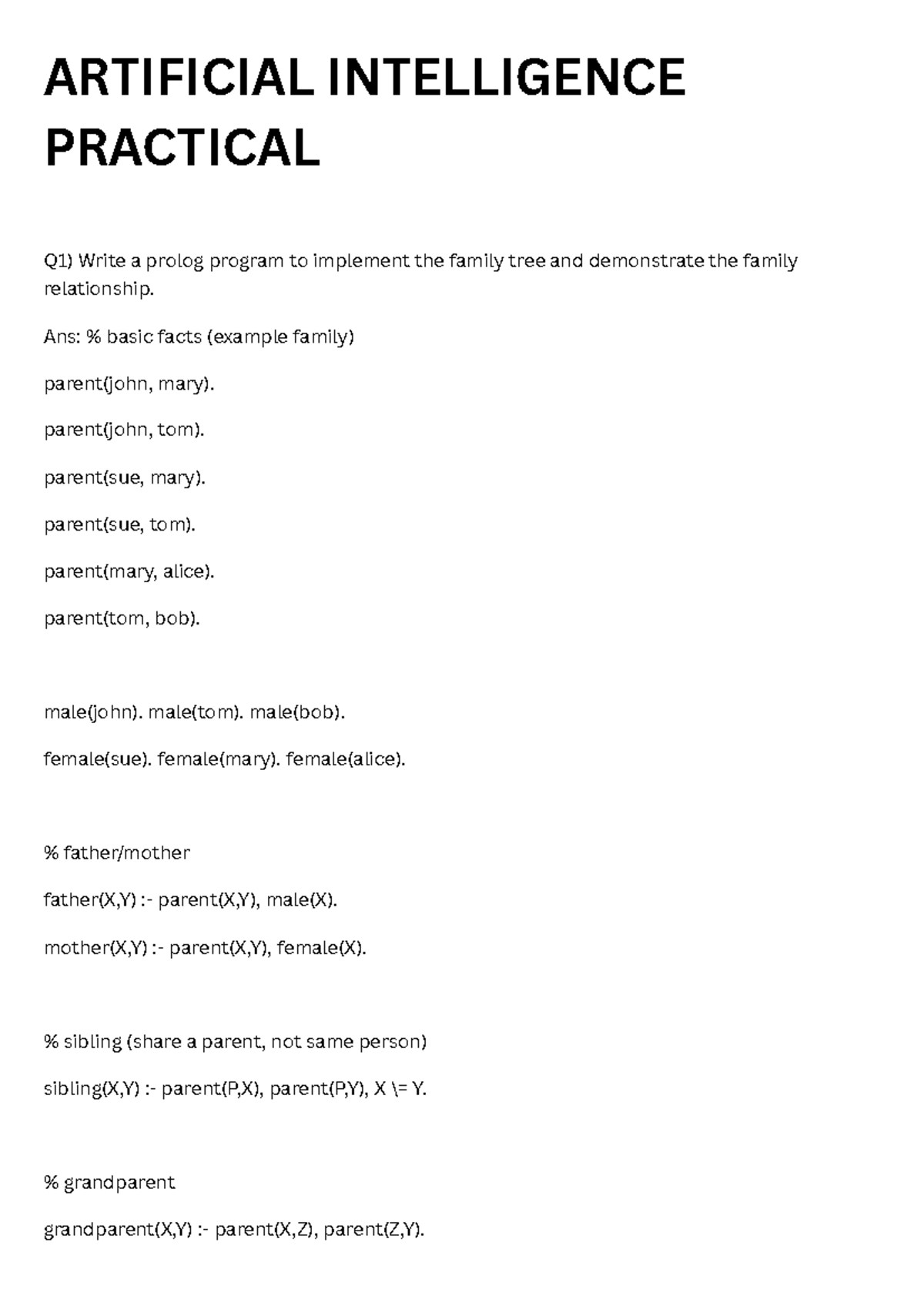 CS 41 Artificial Intelligence Practical: Prolog Programs and Solutions ...