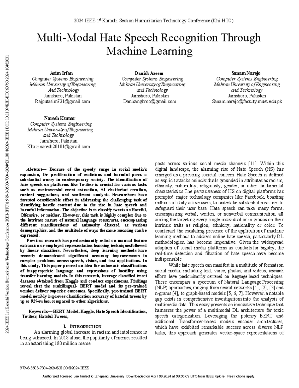 Multi-Modal Hate Speech Recognition Through Machine Learning - 2024 ...