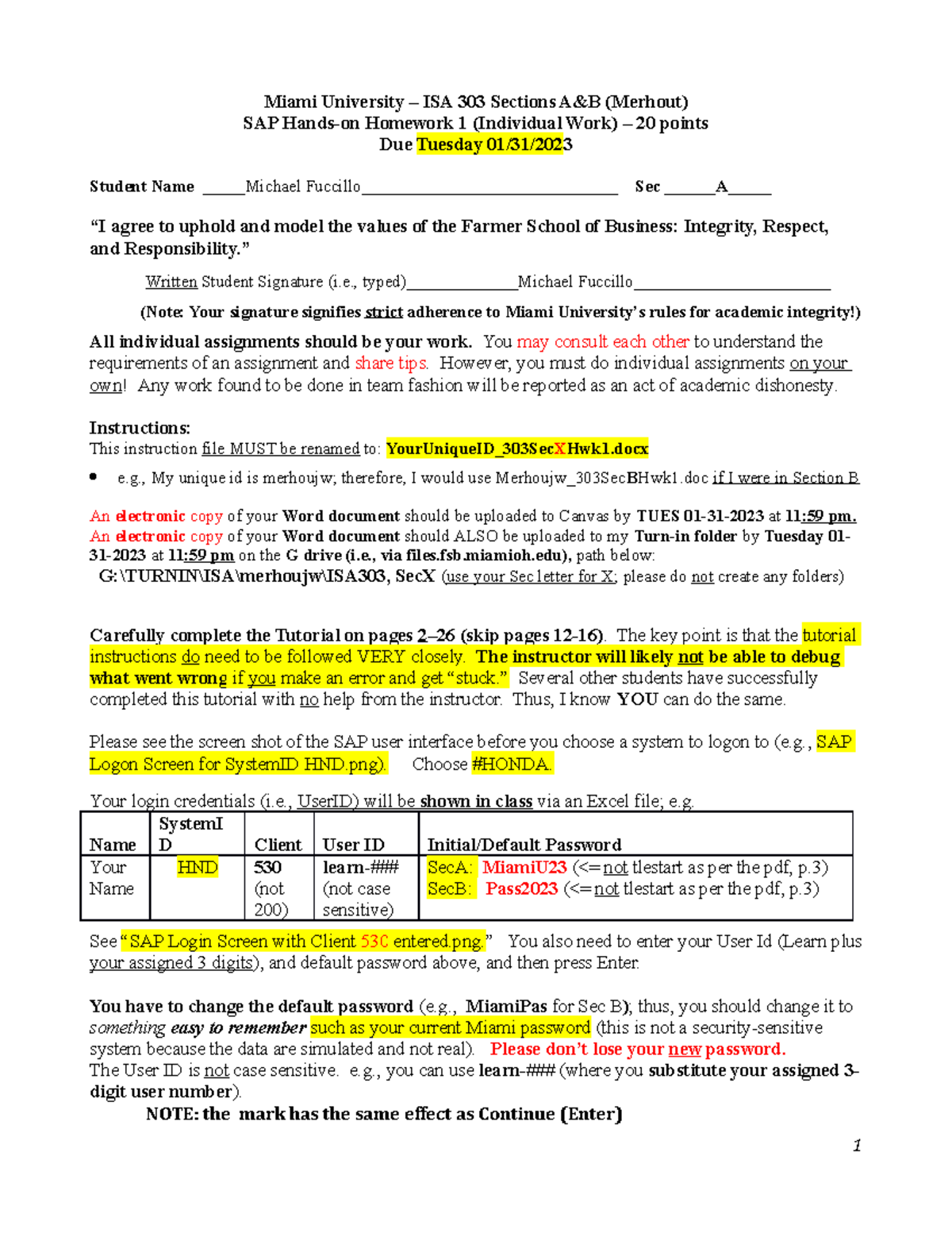 Fuccilmj 303Sec AHW 1 - Notes from lecture - Miami University – ISA 303 ...