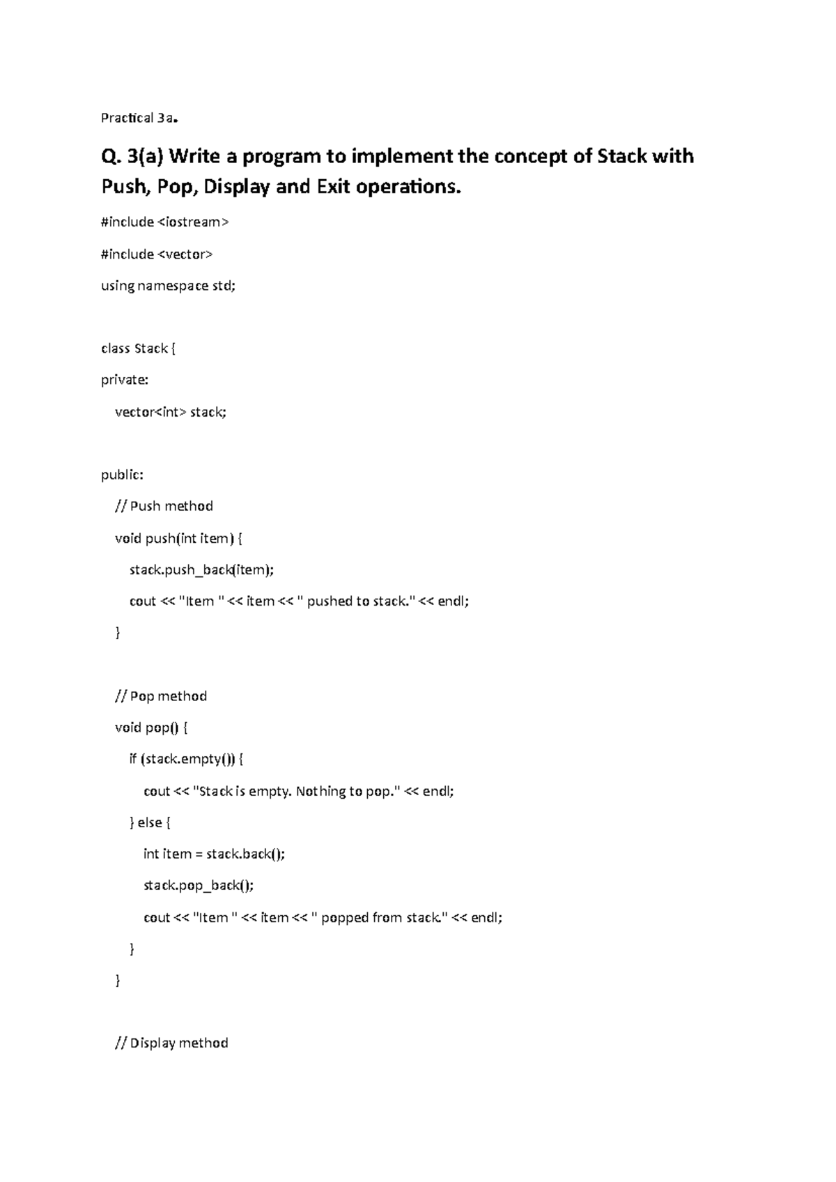 Practical 3: Stack, Queue, and Deque Implementations in C++ - Studocu