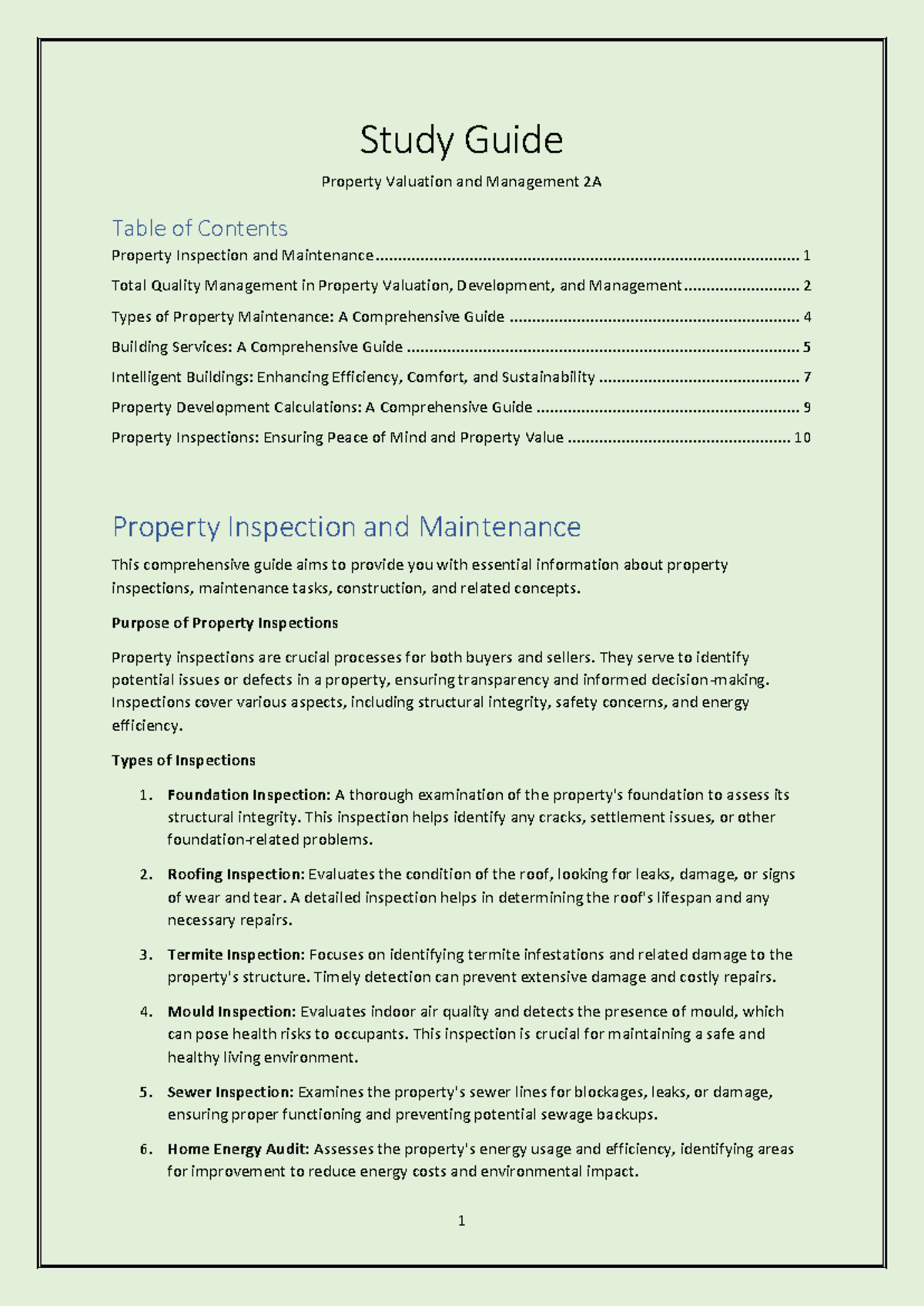 Study Notes - Summary Property Valuation and Management 2A - Study ...
