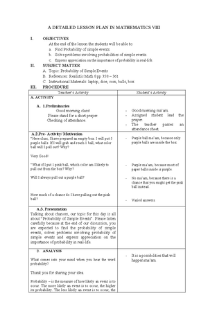 A Detailed Lesson PLAN IN Mathematics 7 - A DETAILED LESSON PLAN IN ...