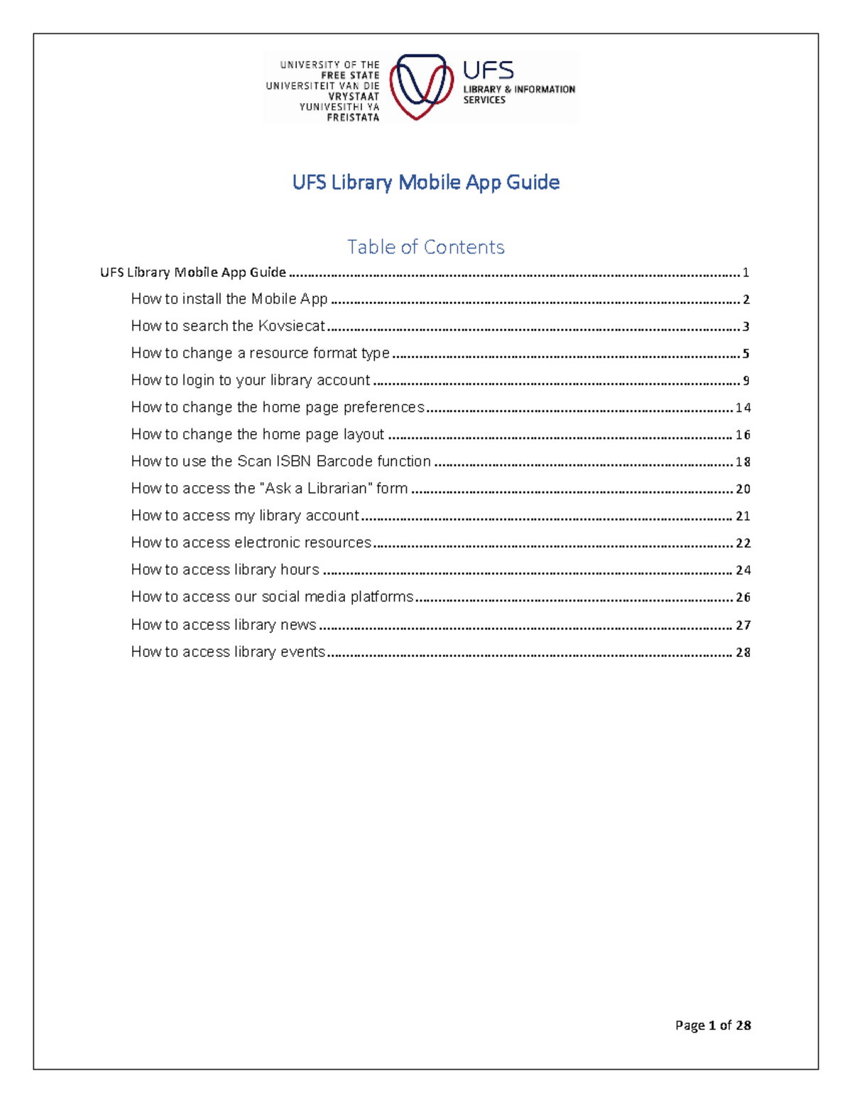 UFS Library Mobile App Guidelines: Installation & Features Overview ...