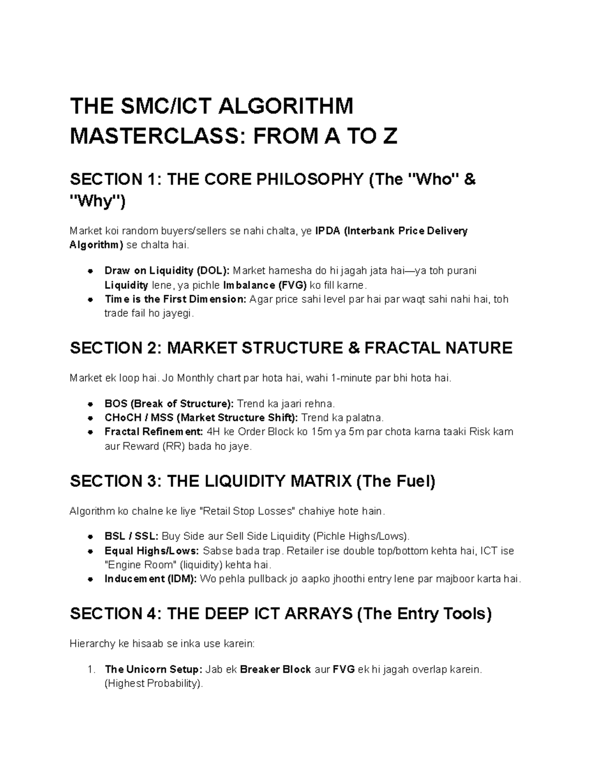 SMC/ICT Algorithm Masterclass: Core Concepts & Strategies - Studocu