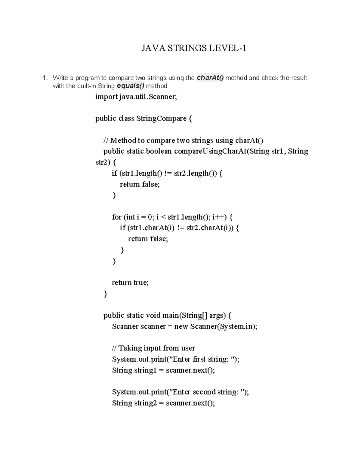 Java Strings Level 1: Practice Material for OOP in Java Programming ...
