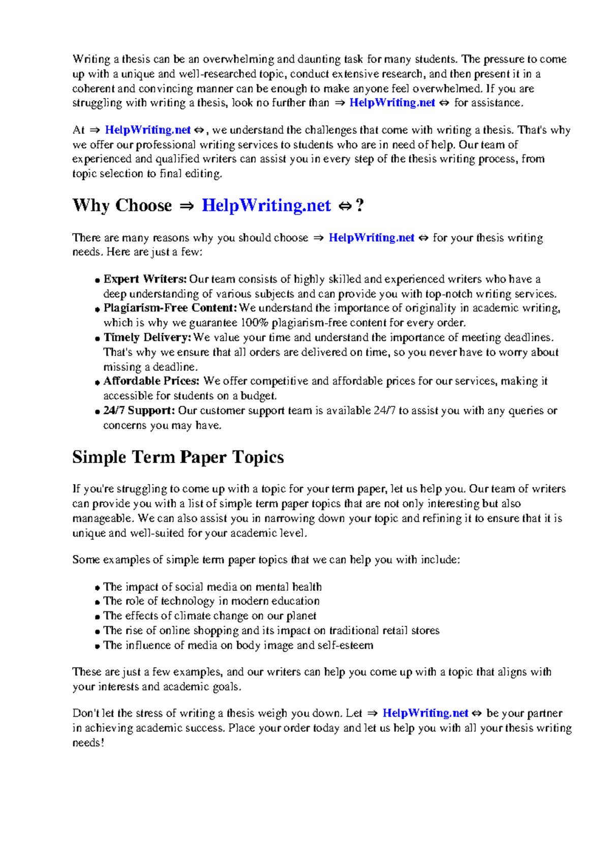 Simple term paper topics - Writing a thesis can be an overwhelming and ...