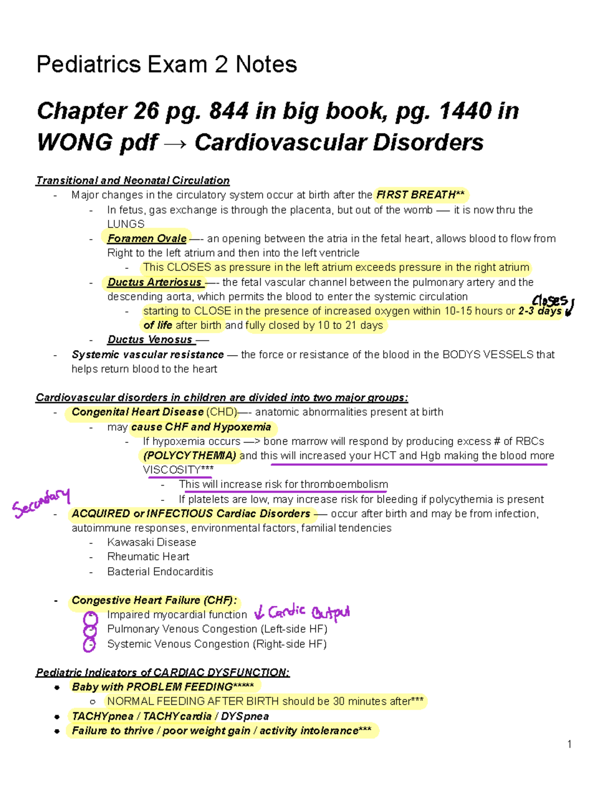 Pediatrics Exam 2 Notes Summary (Key Concepts and Insights) - Studocu
