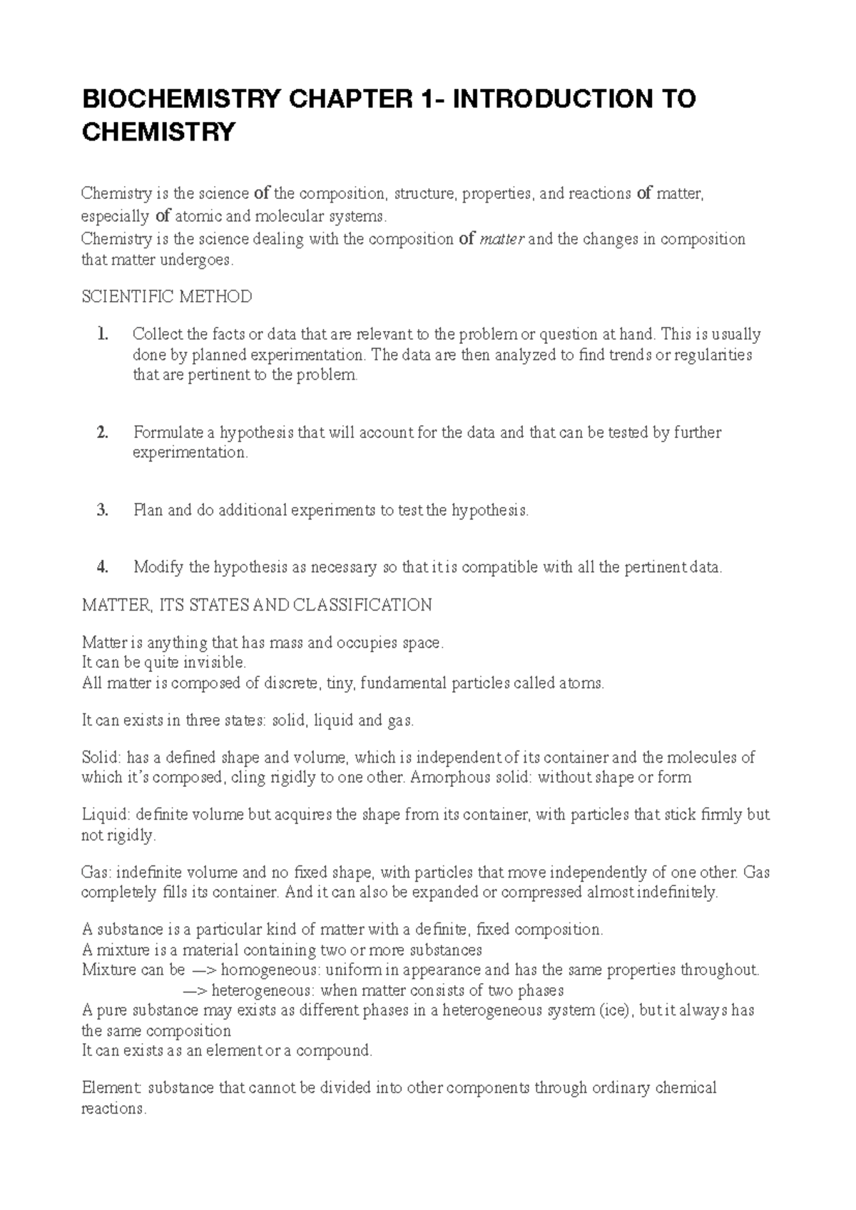 Biochemistry - Chapter Insights and Key Concepts Review - Studocu