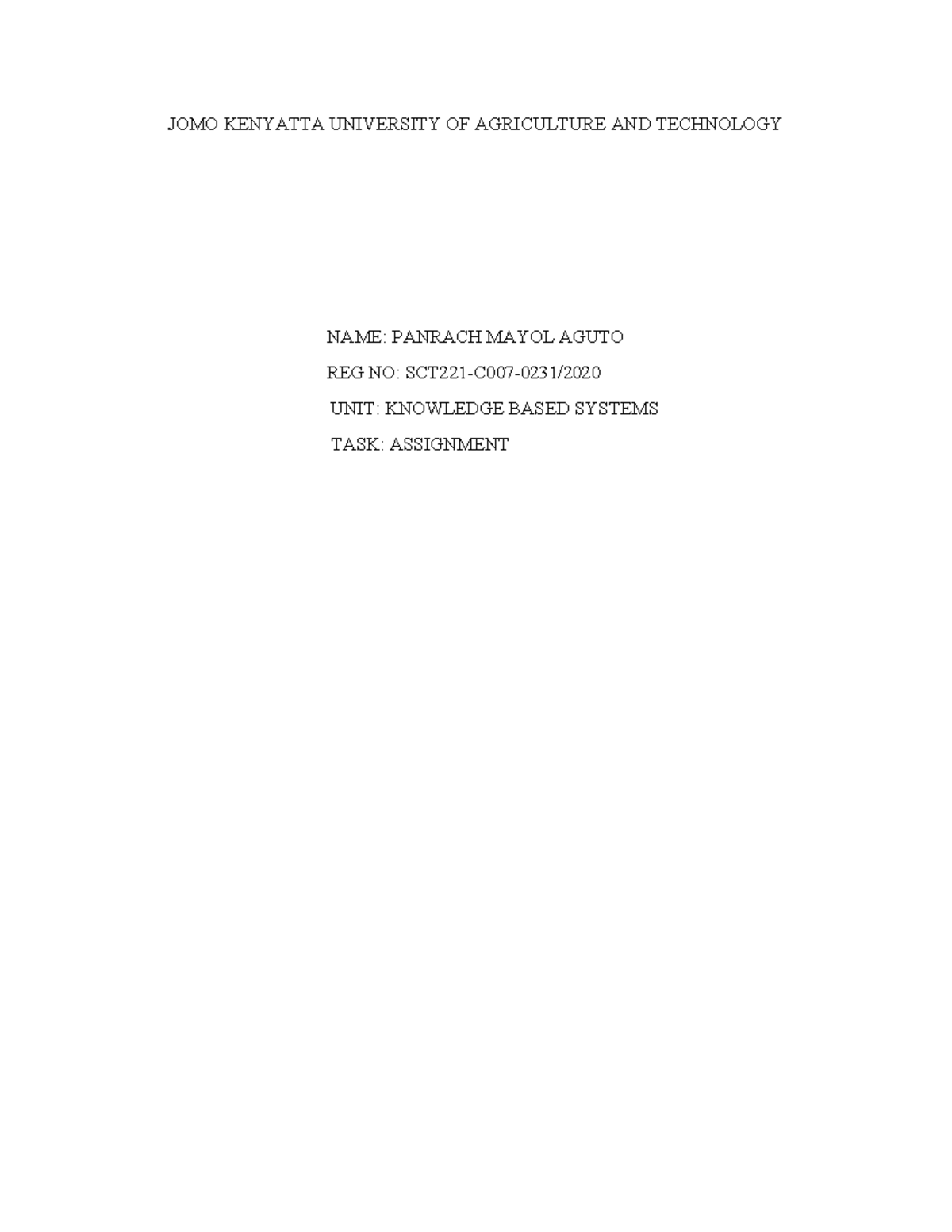 Knowledge Based Systems Assignment: Expert Systems Overview and ...