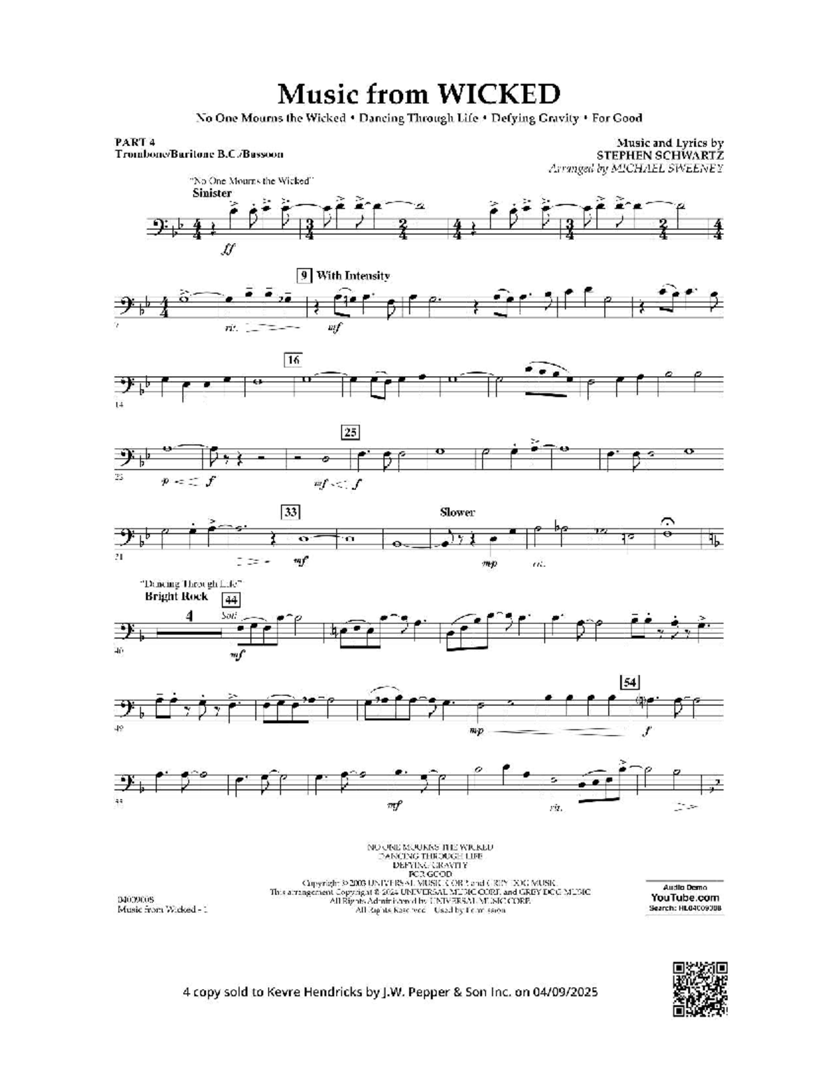 Music from WICKED: Trombone/Baritone B.C./Bassoon Arrangements - Studocu