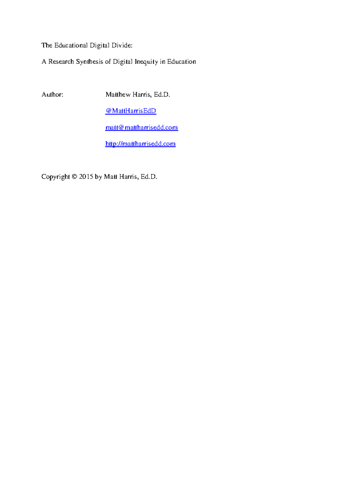 The Educational Digital Divide: A Synthesis of Digital Inequity in ...
