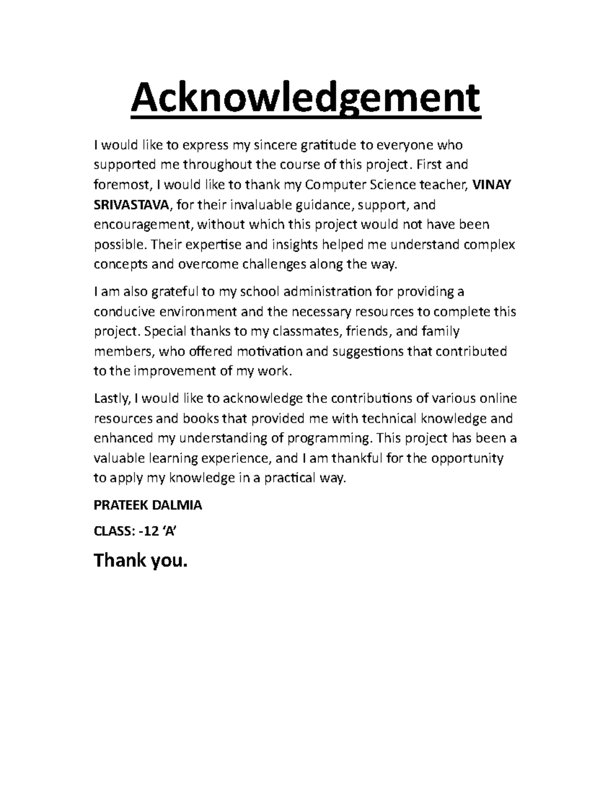 Acknow P - Habajuahsks - Acknowledgement I would like to express my ...